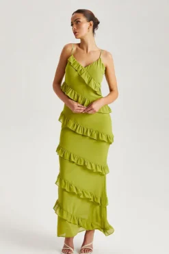 Green Ruffle Maxi Dress