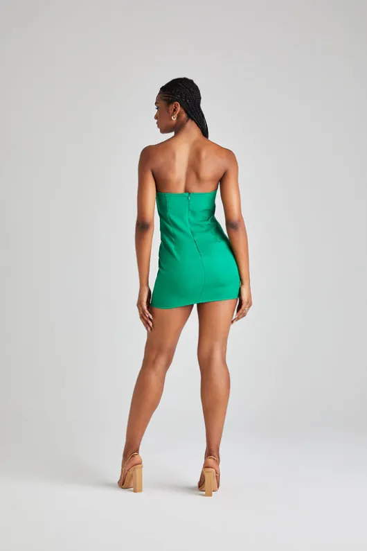 Green Strapless Tailored Dress | Urban Bliss clothing