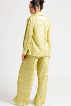 Green Textured Plisse Oversized Shirt
