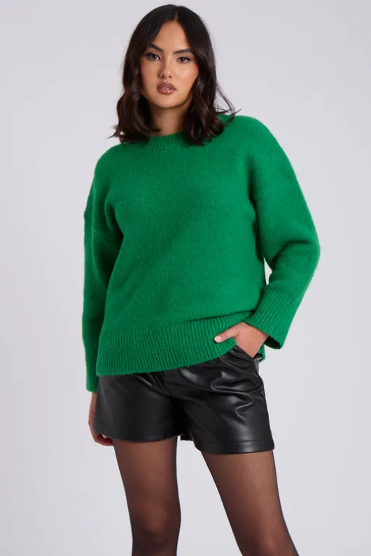 Green Wool Blend Crew Neck Jumper