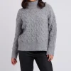 Grey Cable Roll Neck Jumper