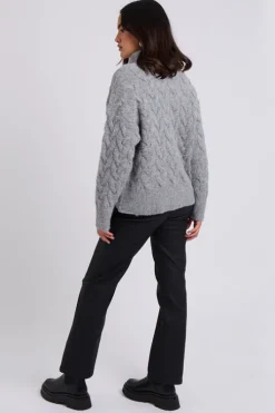 Grey Cable Roll Neck Jumper
