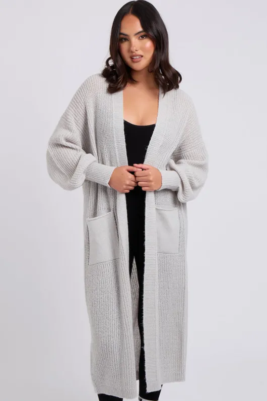 Grey Chunky Longline Cardigan