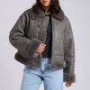 Grey Cropped Bonded Jacket