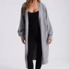 Grey Longline Patch Pocket Cardi