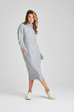 Grey Roll Neck Dress