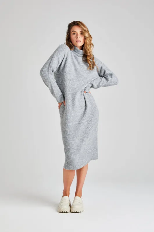 Grey Roll Neck Dress