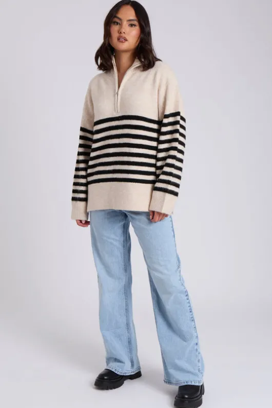 Half Zip Stripe Jumper