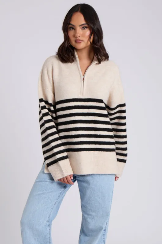 Half Zip Stripe Jumper