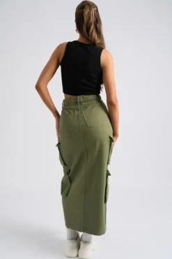 Khaki Soda Cargo Skirt