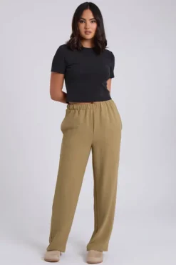 Khaki Wide Leg Pants