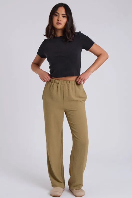 Khaki Wide Leg Pants