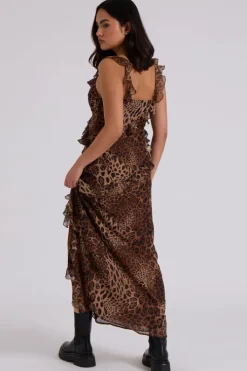 Leopard Ruffle Maxi Dress