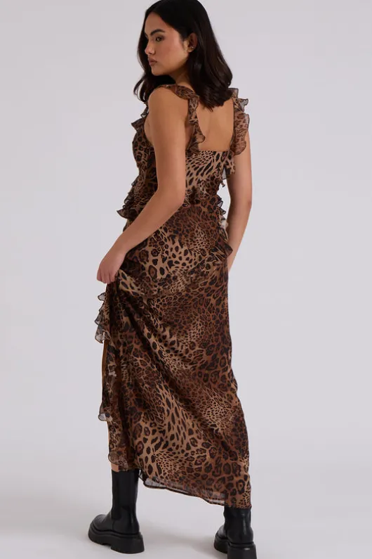 Leopard Ruffle Maxi Dress