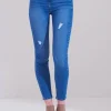 Max Blue High Waist Distressed Skinny Jean