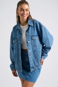 Mid Blue Mom Mini Skirt