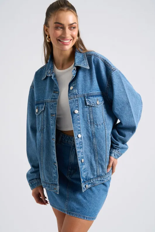 Mid Blue Mom Mini Skirt