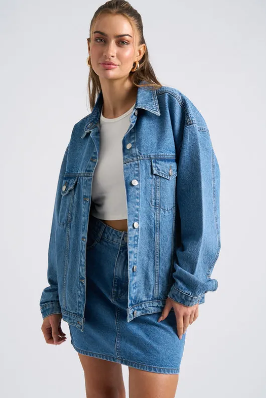 Mid Blue Mom Mini Skirt