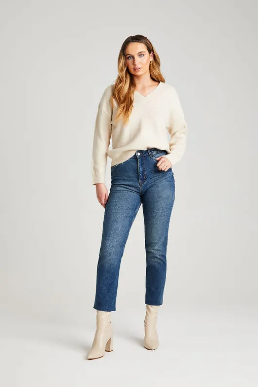 Mid Blue Tanya Straight Leg Jean