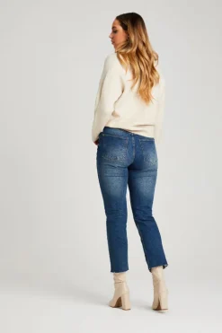 Mid Blue Tanya Straight Leg Jean