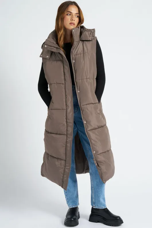 Mink Longline Puffer Gilet