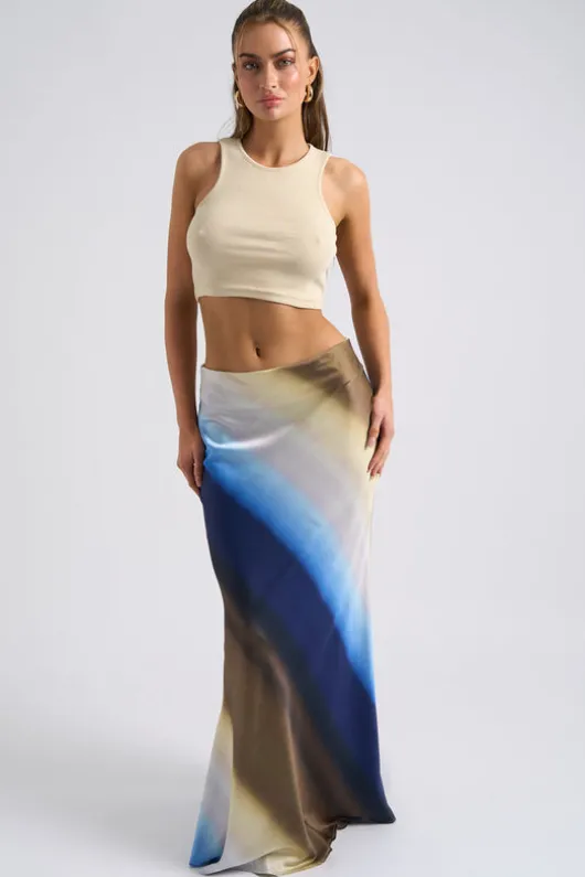 Ombre Bias Cut Maxi Skirt