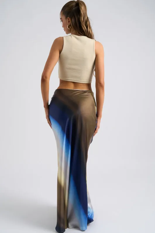 Ombre Bias Cut Maxi Skirt