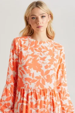 Orange Stencil Floral Smock