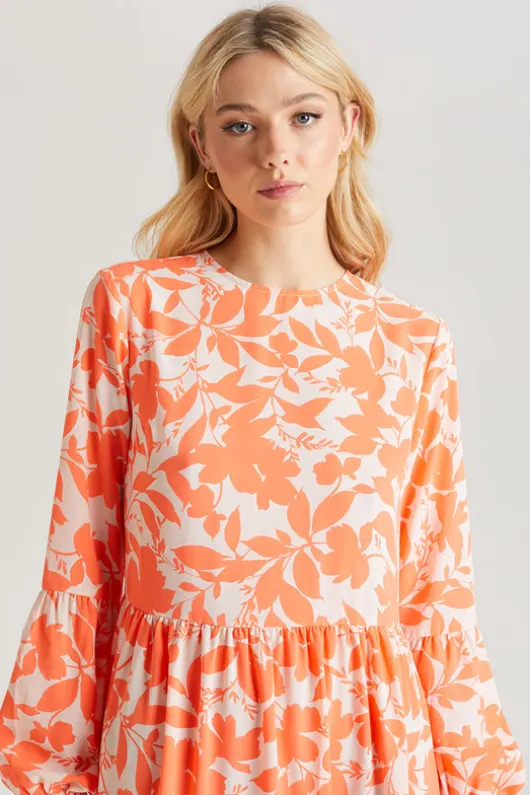 Orange Stencil Floral Smock