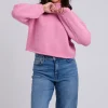 Pink Exposed Seam Roll Neck Jumper