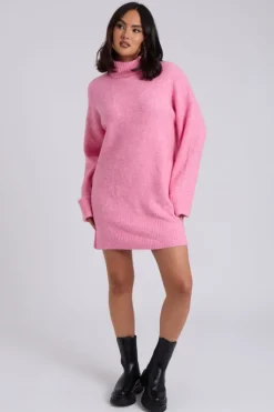 Pink Mini Roll Neck Dress