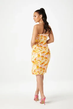 Porta Halter Ruched Slip Dress