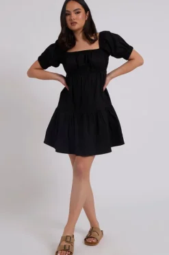 Prairie Black Tiered Dress