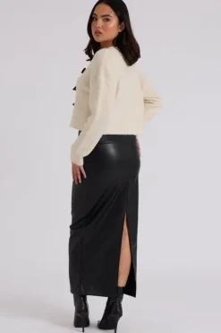 PU Split Back Skirt