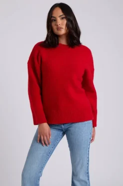 Red Wool Blend Crew Neck Jumper
