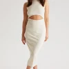 Rib Cut Out Front Midi Dress