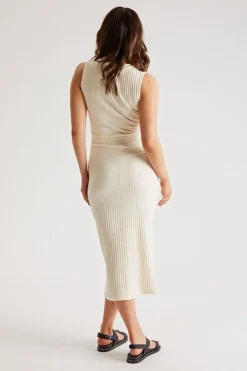 Rib Cut Out Front Midi Dress