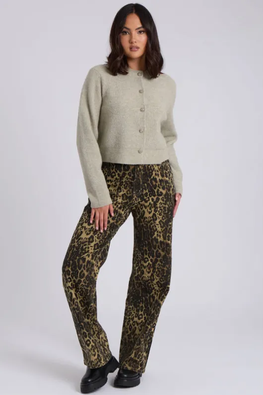 Sage Floral Button Cropped Cardigan