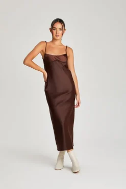 Satin Underbust Midi Dress