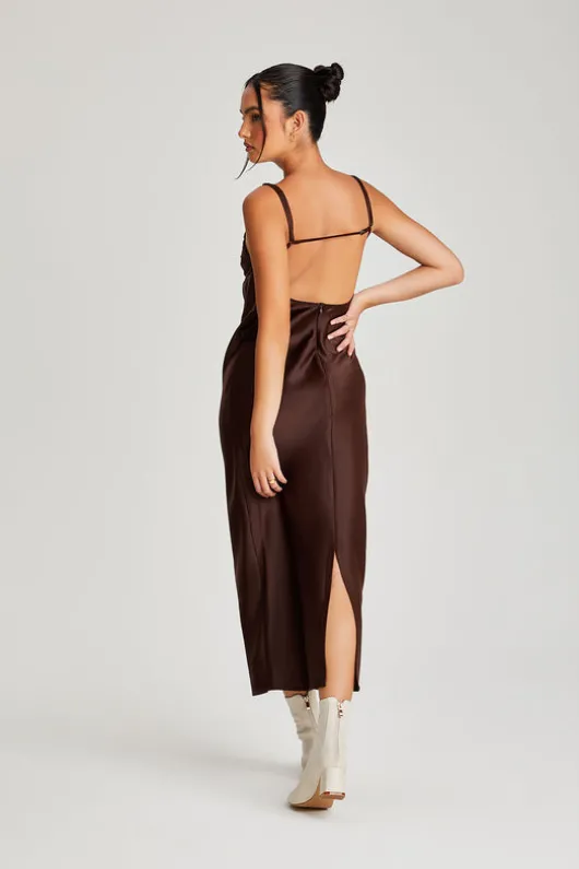 Satin Underbust Midi Dress
