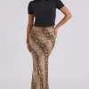 Snake Bias Cut Maxi Skirt