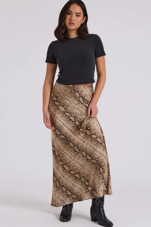 Snake Bias Cut Maxi Skirt