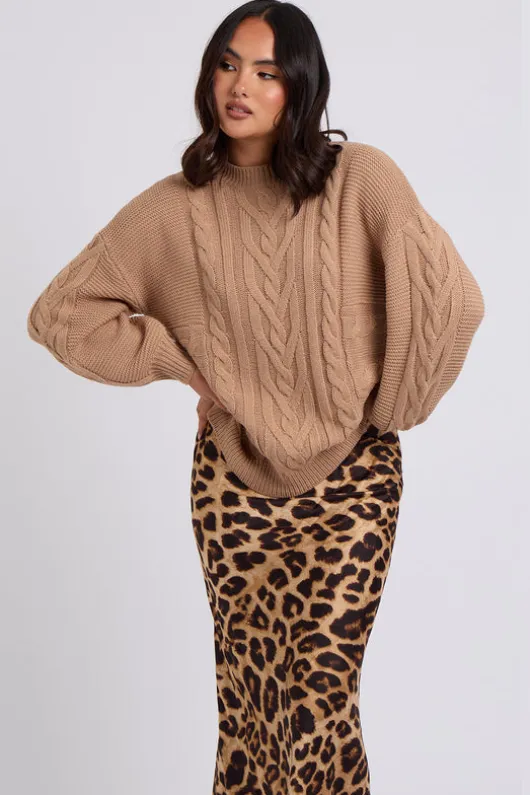 Stone Cable Crew Neck Jumper