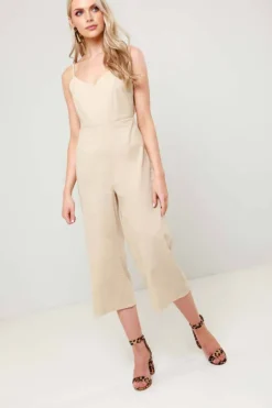 Sunny Stone Tie Back Wide Leg Cropped Jumpsuit