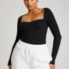 Tall Black Square Neck Sweetheart Top