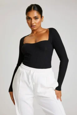 Tall Black Square Neck Sweetheart Top