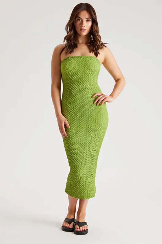 Textured Bandeau Midi Dress