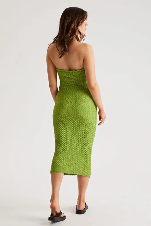 Textured Bandeau Midi Dress