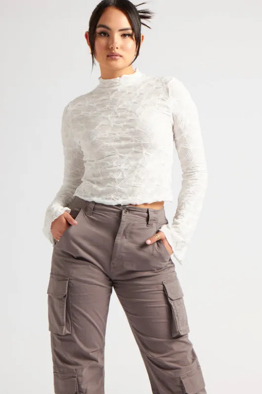 Textured Flared Sleeve Top