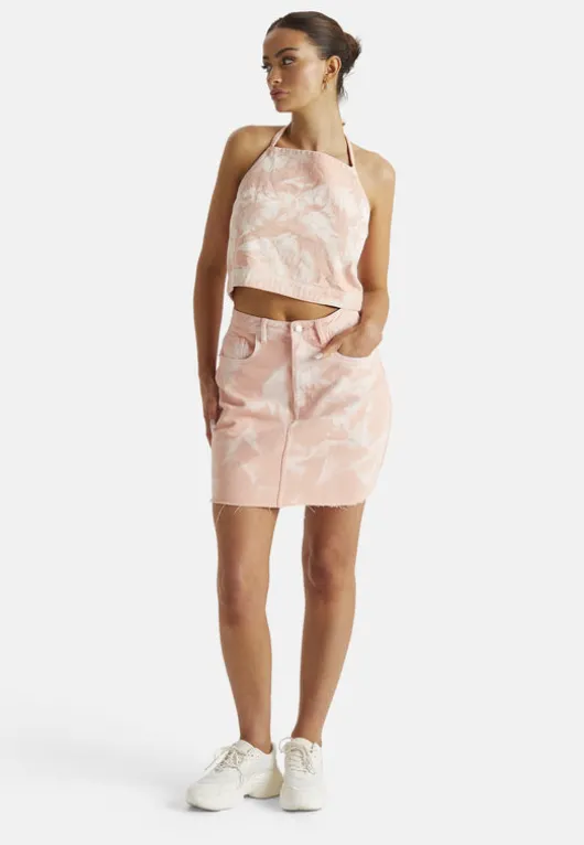 Tie Dye A-Line Denim Skirt